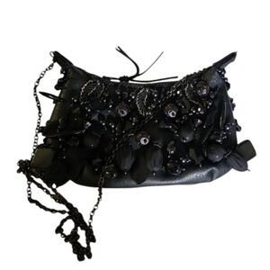 Mary Frances Black Beaded Clutch